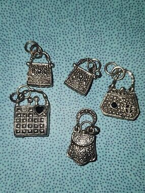 Silver Handbag Charms - Set of 5